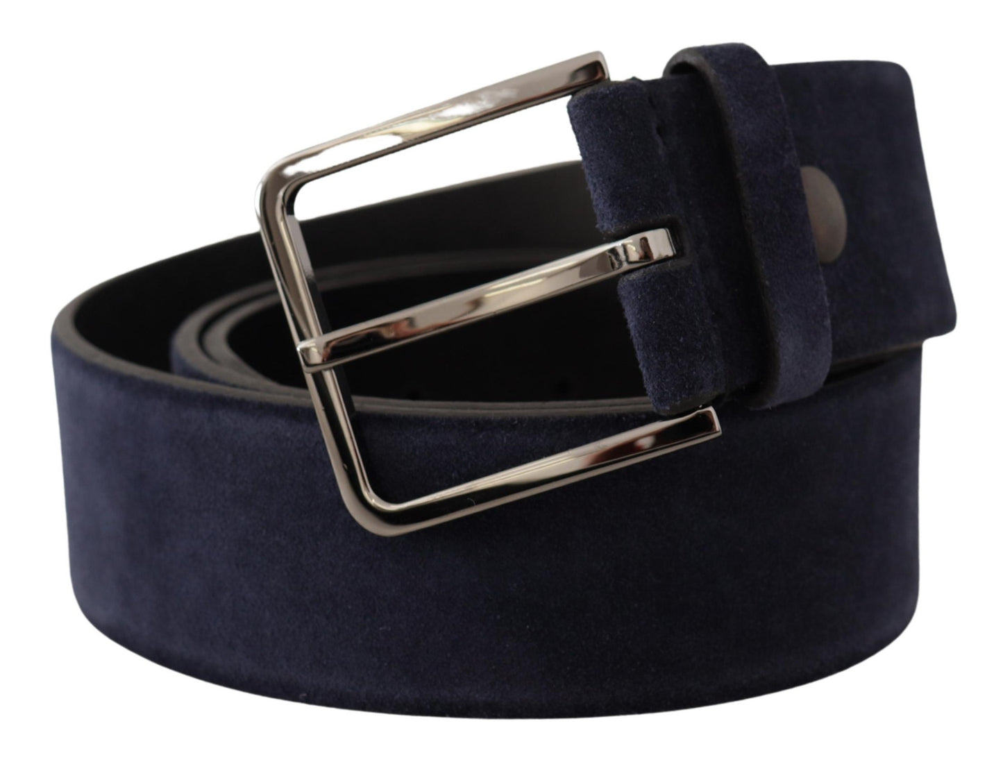 Cintura fibbia logo argento pelle velluto blu navy - 90 CM / 36 INCHES