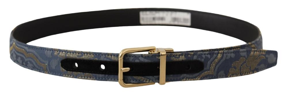 Cintura fibbia metallo logo jacquard color oro blu navy - 75 CM / 3...