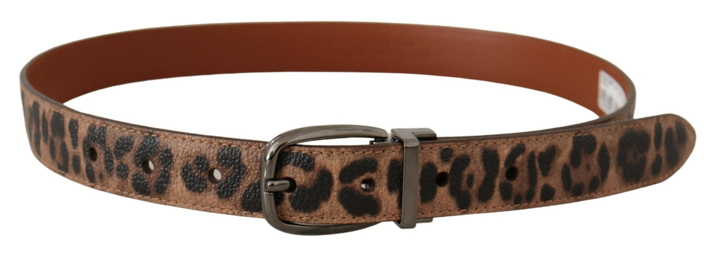 Cintura fibbia pelle goffrata leopardo marrone - 75 CM / 30 INCHES