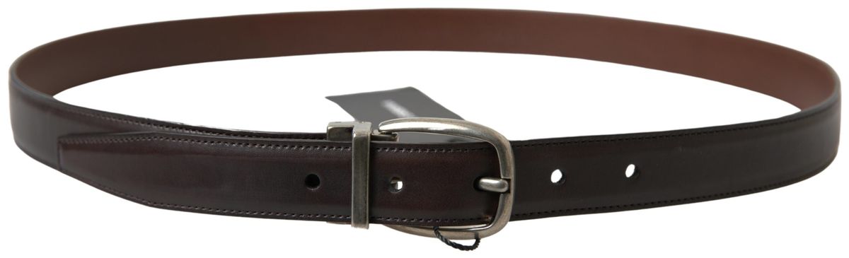 Cintura da uomo pelle marrone fibbia metallo - 95 CM / 38 INCHES