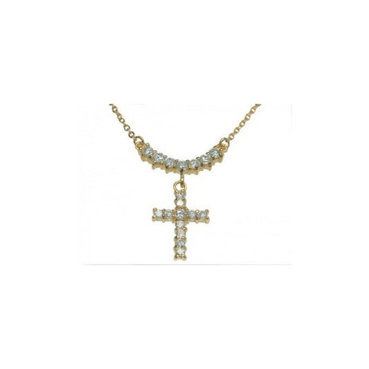 Collana e Pendente in Argento 926 laccato oro con diamanti sintetici