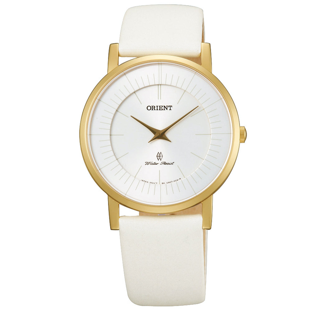 Orologio donna Orient FUA07004W0 - Cinturino Bianco, Cassa Oro