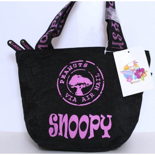 Borsa Donna Snoopy Peanuts - Nera con scritte Rosa - 2801