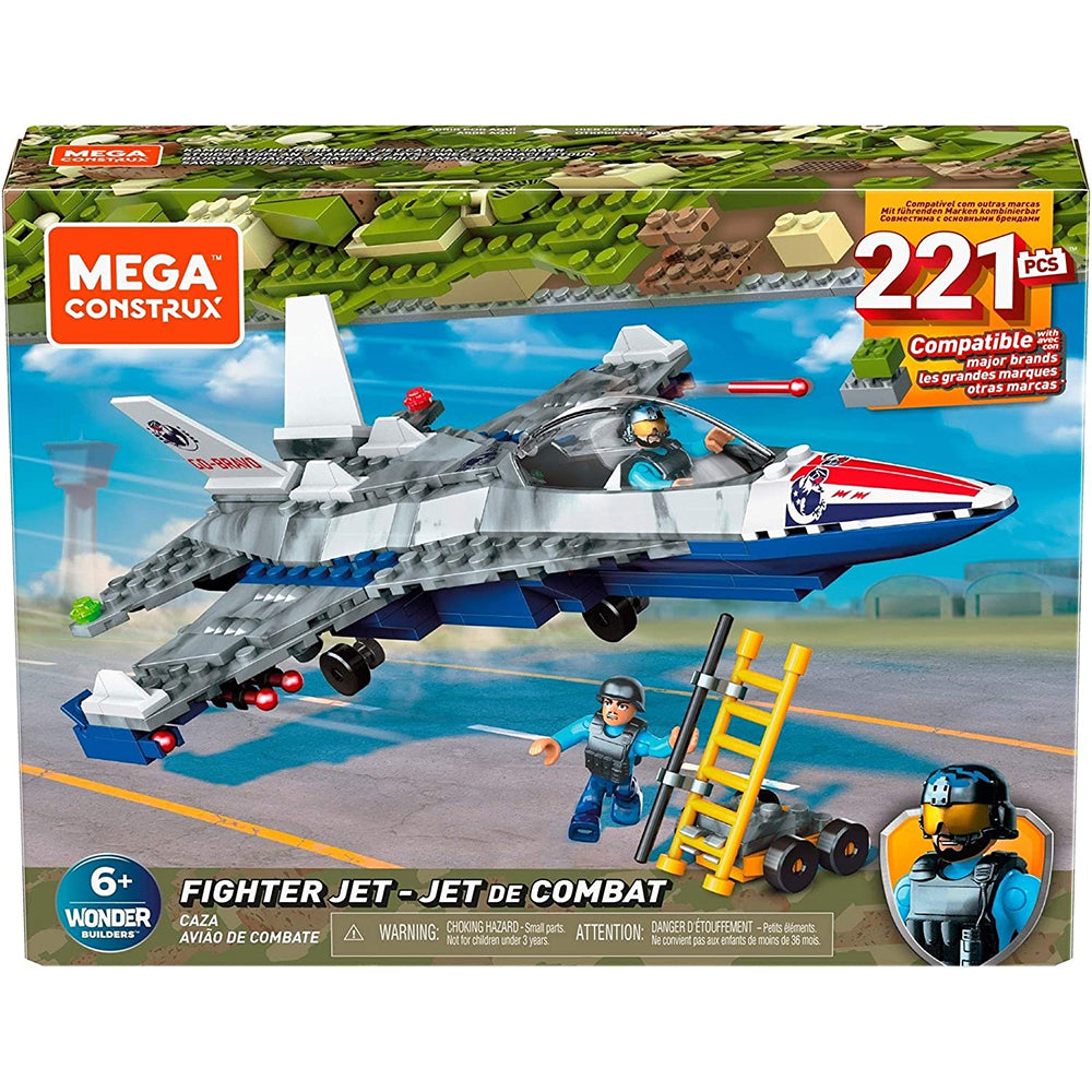 Mattel Mega Construx Fighter Jet Toy Airplane Building Set 221  pezzi