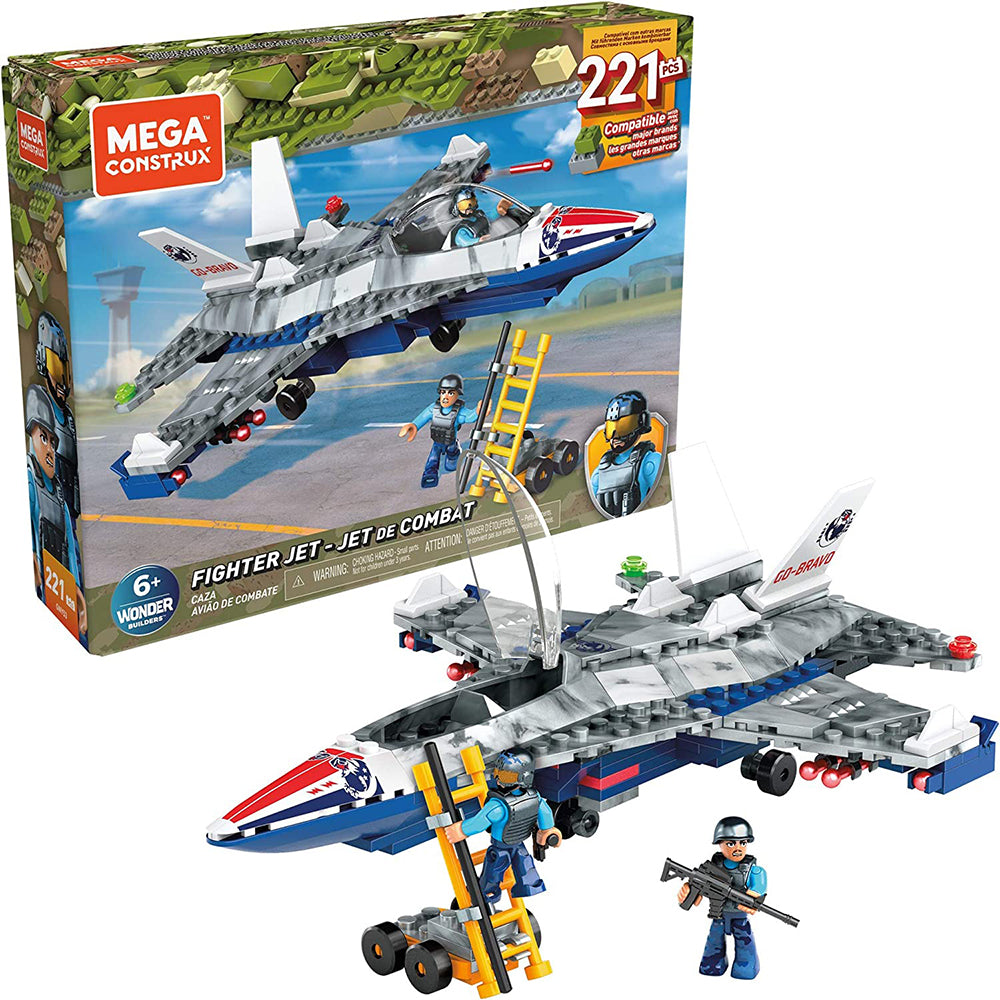 Mattel Mega Construx Fighter Jet Toy Airplane Building Set 221  pezzi