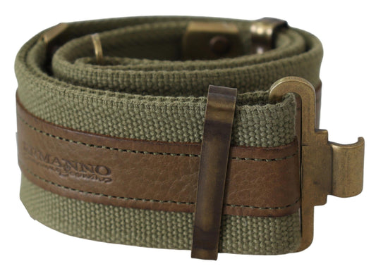 Cintura militare fibbia bronzo rustico pelle verde - 80 CM / 32 INCHES