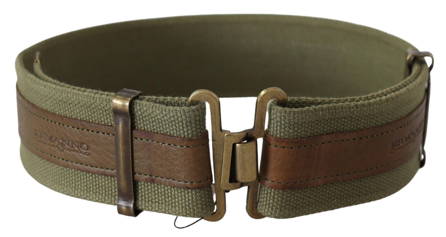 Cintura militare fibbia bronzo rustico pelle verde - 80 CM / 32 INCHES