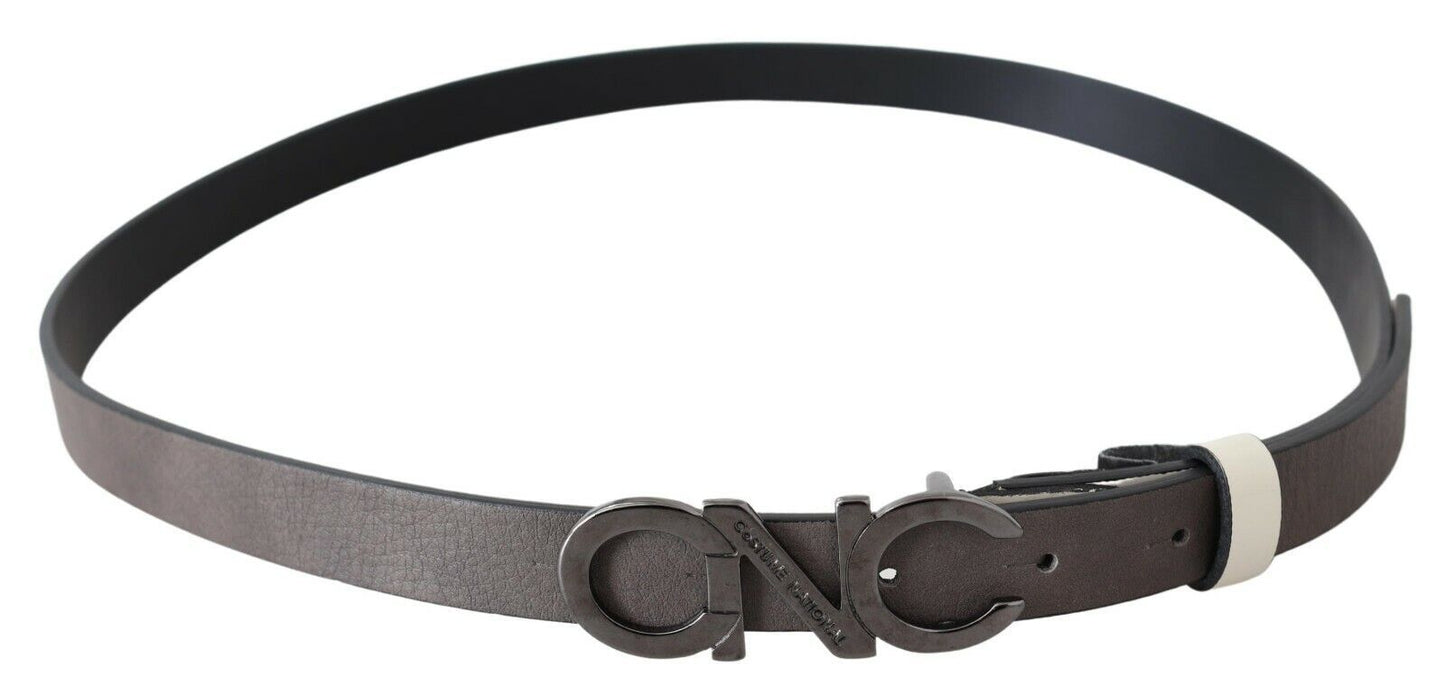 Cintura Cintura logo pelle grigio metallizzato - 85 CM / 34 INCHES