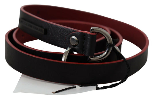 Cintura con logo in pelle skinny rossa nera - 85 CM / 34 INCHES