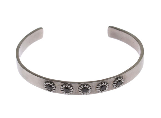 Bracciale rigido in argento 925 con cristalli neri - M