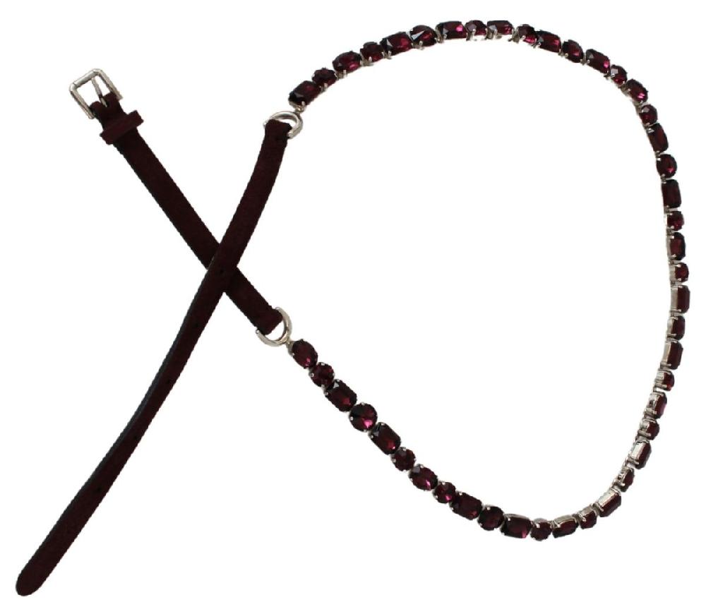 Cintura in pelle viola con cristalli - 85 CM / 34 INCHES