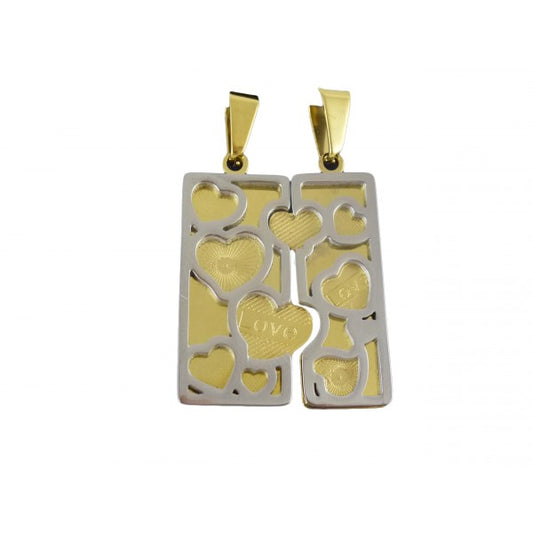 Coppia di collane Love quadrato - Colore Oro e Argento