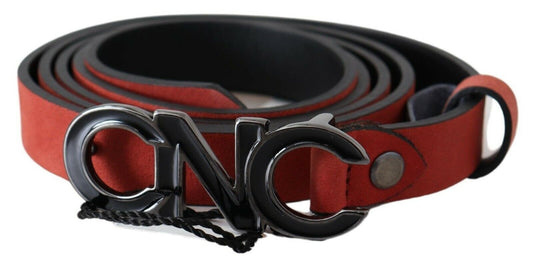 Cintura sangue fibbia logo nero pelle rossa nera - 85 CM / 34 INCHES