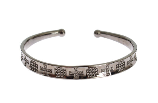 Bracciale rigido in argento 925 rodiato grigio - S