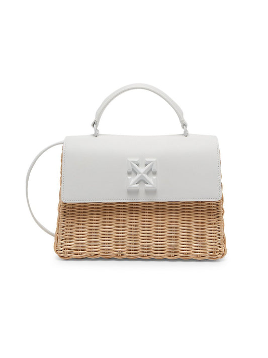 Borsa Tote Jitney Off-White in Paglia e Pelle - WOMEN