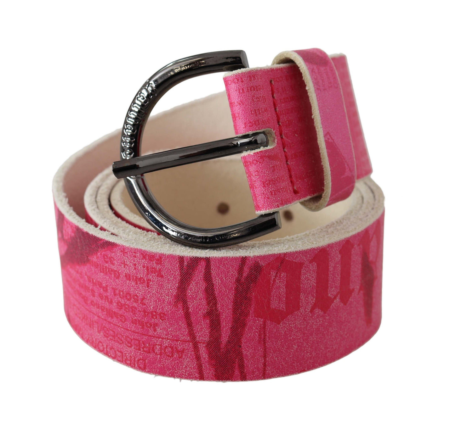 Cintura con fibbia rotonda con logo in pelle rosa - 100 CM / 40 INCHES