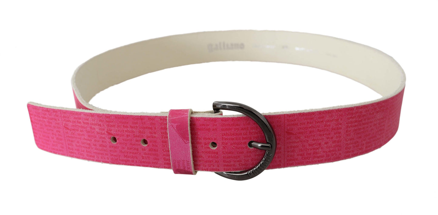 Cintura con fibbia rotonda con logo in pelle rosa - 100 CM / 40 INCHES