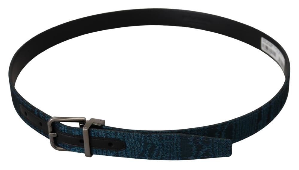 Cintura da uomo metallo argentato motivo jacquard blu - 90 CM / 36...